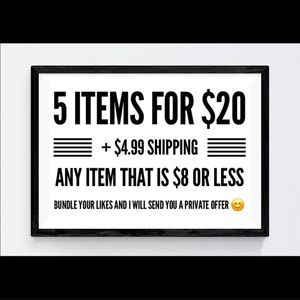 5 items for $20